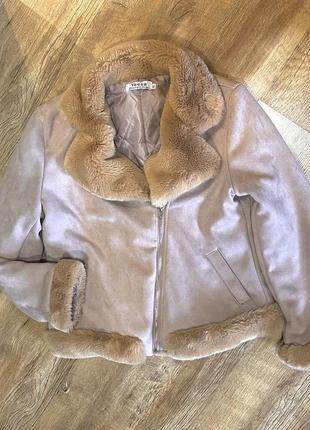 Дубленка авиатор/ дубленка косуха розовая 2