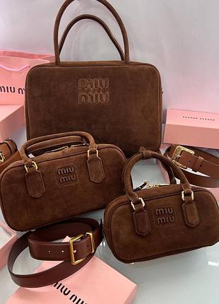 Сумка миу миу замшевая коричневая miu miu 22*11