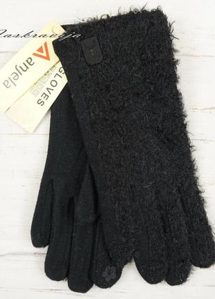 Перчатки, рукавички жіночі, утеплені, з сенсором чорні