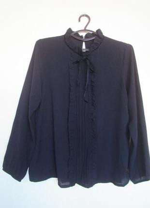 Женская черная блуза с бархатным бантом