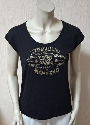 Фирменная футболка чёрного цвета с добавлением модала lauren ralph lauren made in vietnam
