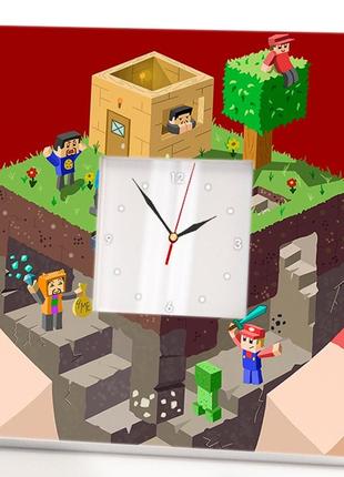 Часы в стиле "майнкрафт. minecraft" арт декор для детской комнаты, спальни
