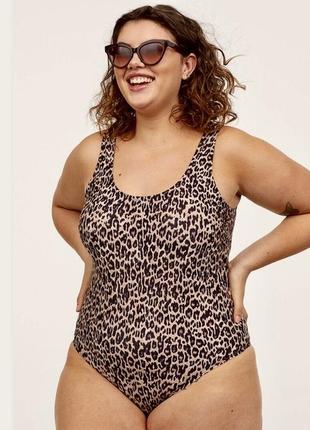 Леопардовий купальник батал, сдельный купальник батал,суцільний купальник батал,утягуючий купальник