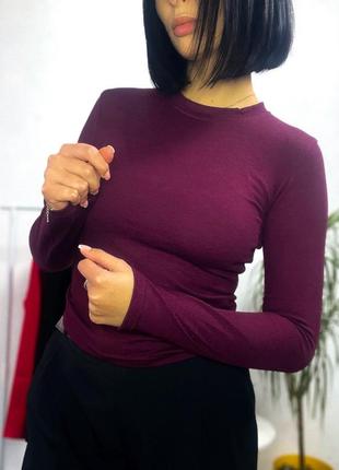 Лонгслив в рубрик, бордовый 2
