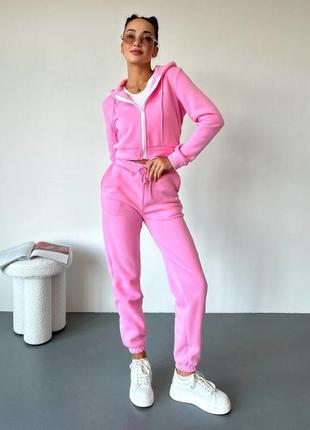 Розовый спортивный костюм на флисе