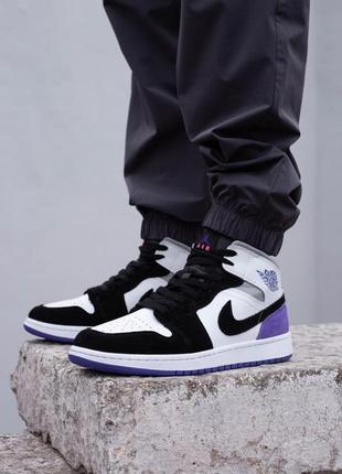 Мужские кроссовки высокие зимние флис nike air jordan 1 retro high fleece