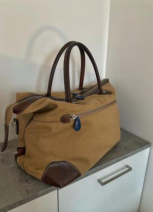 Чоловіча коричнева бежева дорожня сумка hackett london weekender