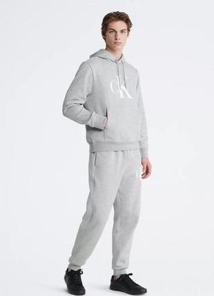 Спортивный костюм оригинал на флисе серый теплый с лого m calvin klein monogram logo fleece