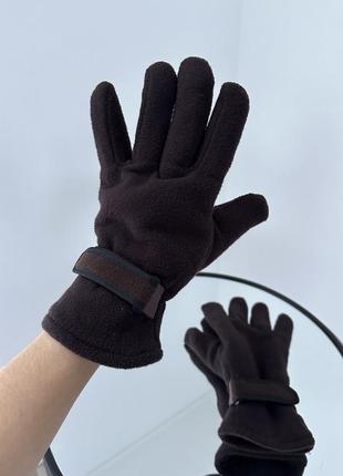 Очень теплые мужские коричневые перчатки