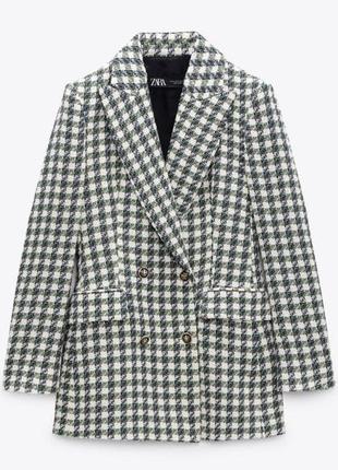 Твидовый пиджак в клетку zara