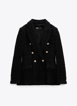 Пиджак твидовый черный zara
