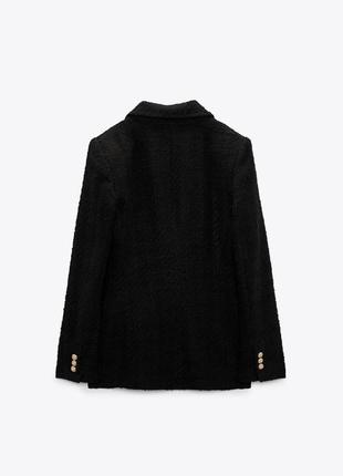 Пиджак твидовый черный zara2 фото