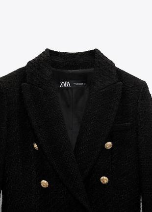 Пиджак твидовый черный zara10 фото