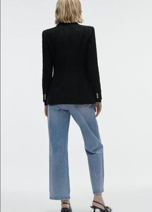 Пиджак твидовый черный zara9 фото
