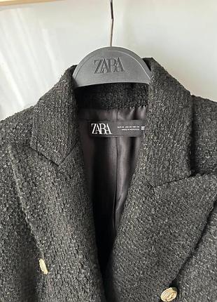 Пиджак твидовый черный zara5 фото