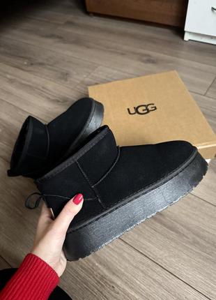 Черные угги ugg мини на платформе