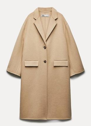 Пальто легкое бежевое свободного кроя zara