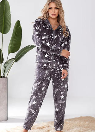 Домашний женский костюм махра, пижама  3 цвета 42-46; 48-52   apr23-7154tве