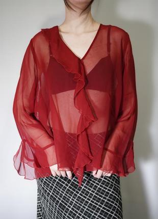 Прозора блуза червоного кольору
