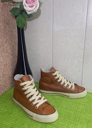 Кеды кожаные осенне - зимние , converse lather boot Clogs mid lining pinecone brown 134478c