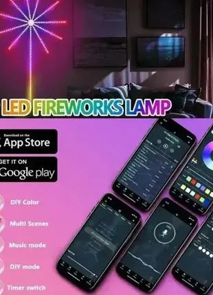 Настенная светодиодная гирлянда фейерверк с пультом и управлением с телефона sfk-18...