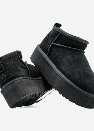 Замшевые женские угги ugg mini platform black