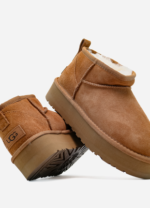Замшевые угги ugg mini platform brow