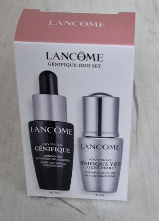 Подарунковий набір lancome genifique (сироватка-активатор, 10 мл + сироватка для шкіри навколо очей, 5 мл)