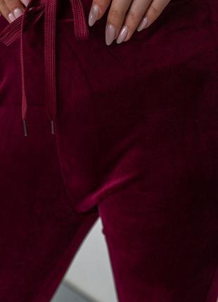 Спорт штани жіночі велюрові, колір бордовий, 244r55695 фото