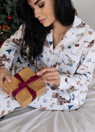 Теплая фланелевая пижама в стиле harry potter hogwarts рубашка + штаны