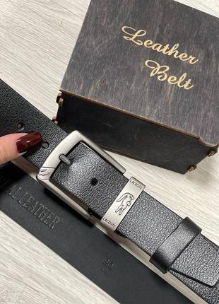 Ремень пояс мужской кожаный в стиле lacoste (+упаковка) / ремень пояс мужественный кожунай в стиле lacoste