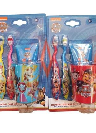 Набор стаканчик, зубная щетка и зубная паста paw patrol