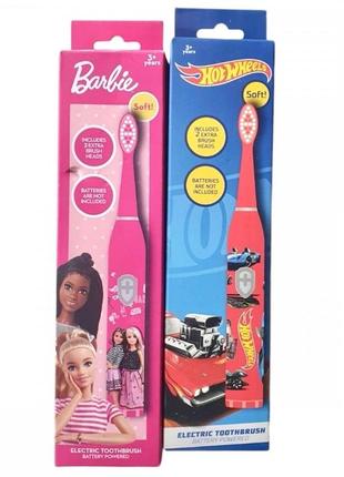 Детская зубная щетка barbie или hot wheels