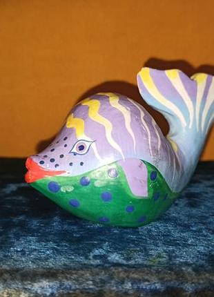 Деревянная росписная рыба статуэтка