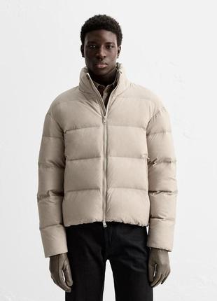 Пуховик чоловічий бежевий zara new