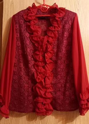 Польша - красивая гипюровая блуза, с украшением воланами, на пуговках❤️❤️❤️