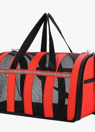 Сумка переноска для кошек и собак l 49x28x27 см cosmopet cp-46 red