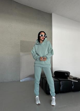 Жіночий теплий спортивний костюм двійка тринитка на флісі