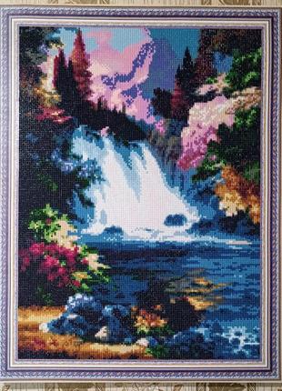 Готовая картина алмазная мозаика 50×65 " водопад"