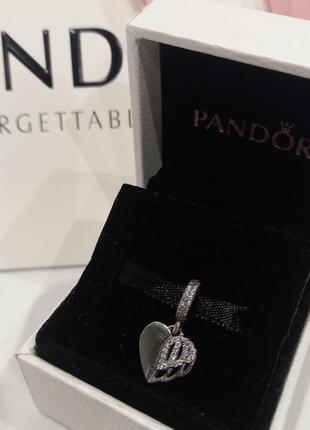 Срібний шарм (бусіна) pandora "серце янгола" пандора подарок для жінок