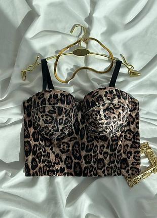 Розкішний леопардовий бюст‘є корсет