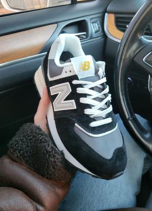 Утепленные кроссовки new balance 574 black white