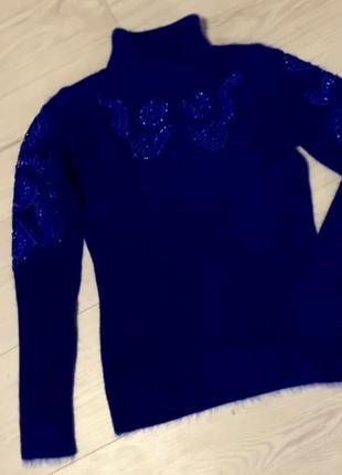 Шикарный синий теплый мягкий гольф,ангора турция люкс качество., последний.
