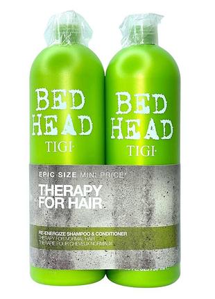 Набір для зміцнення нормальних волосся набір для зміцнення нормальних волосся tigi  bed head re-energize (shm/750ml + cond/750ml)