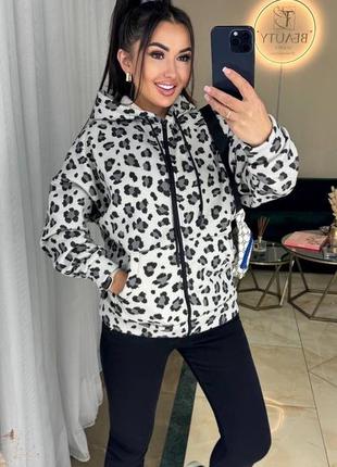 Батник утепленный леопардовый