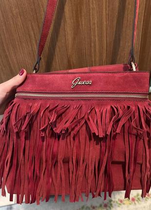 Сумка під замш з бахромою guess