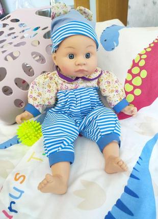 Вінтажна лялька з м'яким тілом, новонароджена дитина, вініловий хлопчик в одязі