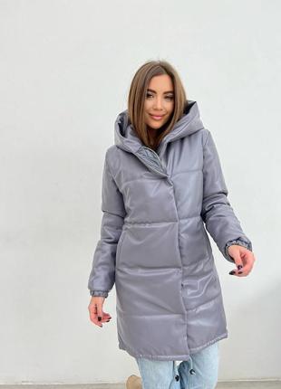 Женская зимняя куртка зефирка из искусственной кожи женская базовая универсальная куртка из экокожи