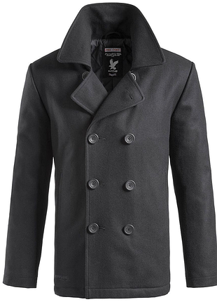 Мужской двубортный бушлат surplus pea coat, классический стиль, черный
