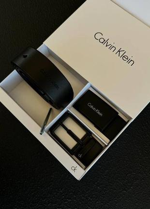 Calvin klein подарочный мужской набор две пряжки и кожаный ремень